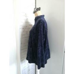 Karen Scott blauw fleece vest met vrolijke bloemen, XL/46/48