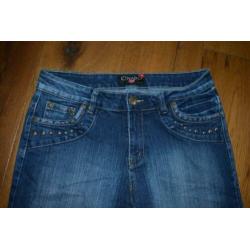 Onado, leuke stoere blauwe stretch jeans, maat 44