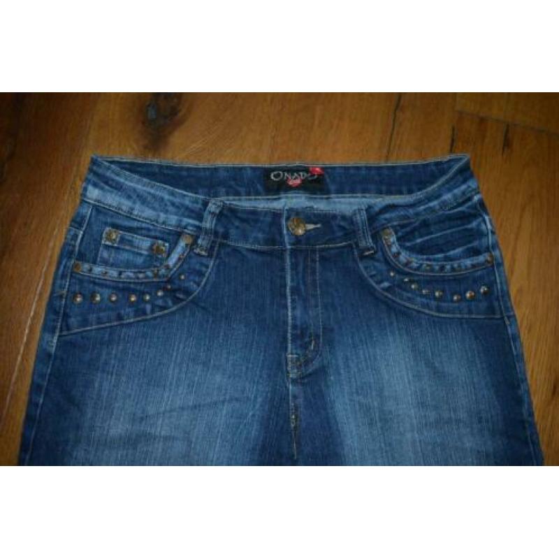 Onado, leuke stoere blauwe stretch jeans, maat 44