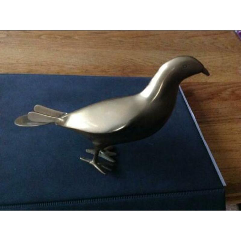 Duif koper messing 21 cm lang en 15 cm hoog