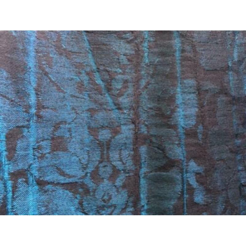Lap stof, zwart met glanzend turquoise, Eijffinger, 140 x 45
