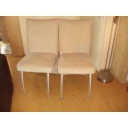 6 stevige eetkamerstoelen stof beige