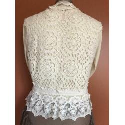 Nieuwe Didi gilet vest gehaakt room wit S 36/38 mooi??