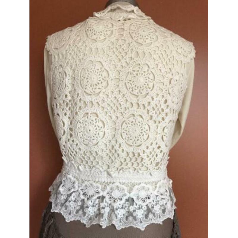 Nieuwe Didi gilet vest gehaakt room wit S 36/38 mooi??