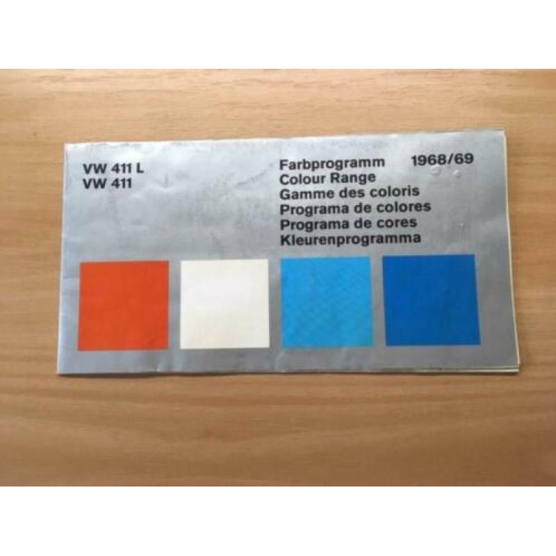 Autofolder/Brochure Volkswagen 411 kleuren programma 1968/69