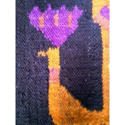wandtapijt, wol, handgeknoopt jaren 70 Cepelia