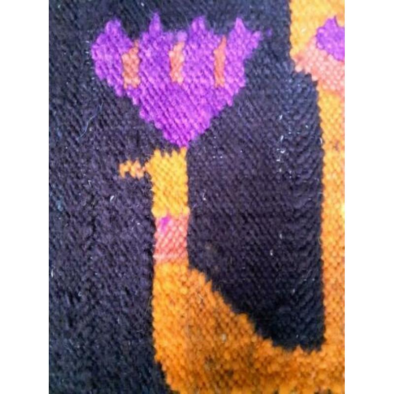 wandtapijt, wol, handgeknoopt jaren 70 Cepelia