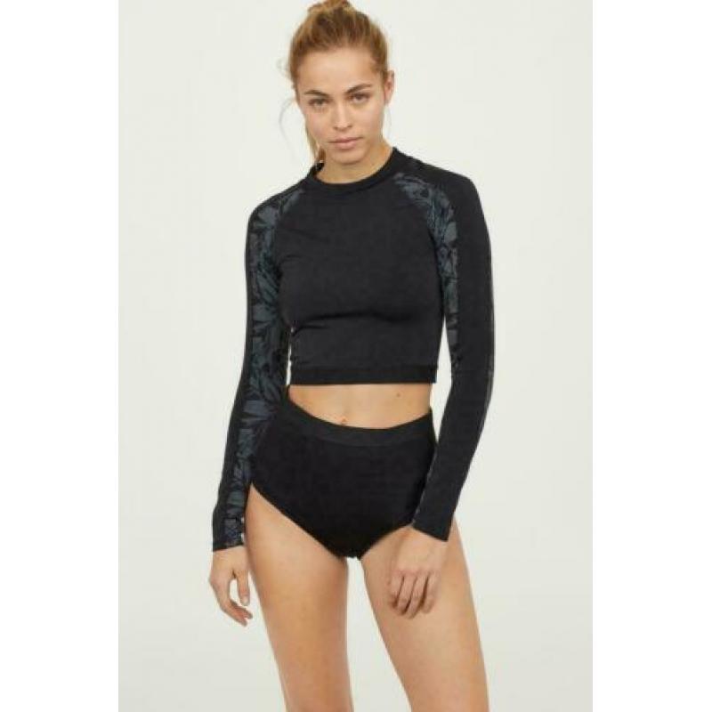 H&M High Waist Bikinibroekje, maat M, zwart, NIEUW