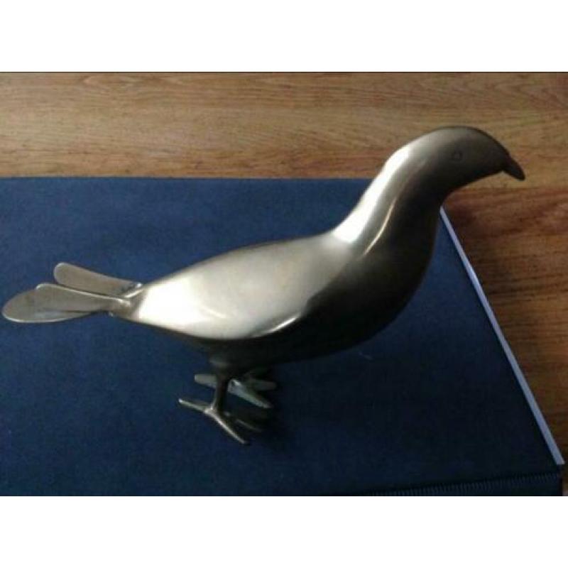 Duif koper messing 21 cm lang en 15 cm hoog