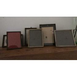 6 antieke fotolijstjes bol glas