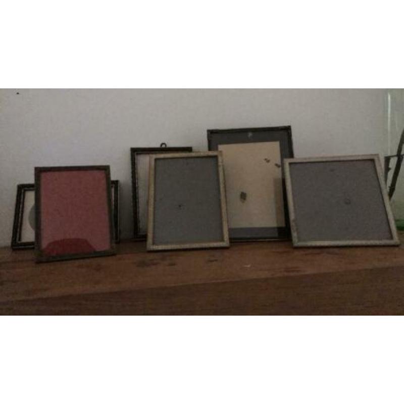 6 antieke fotolijstjes bol glas