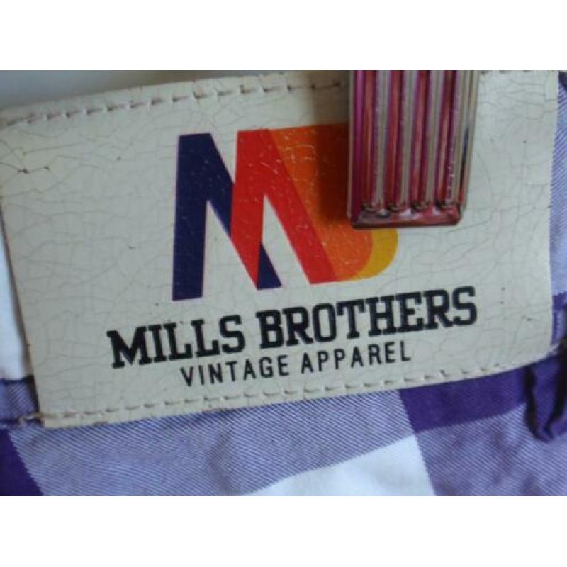 Mills Brothers: Paars/Wit Geblokte Bermuda maat S
