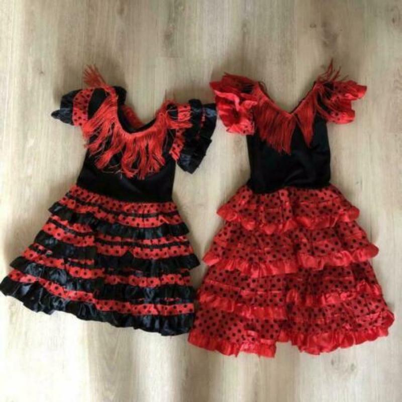 2x Spaanse Flamengo feestjurken dansjurken jurkjes jurkje