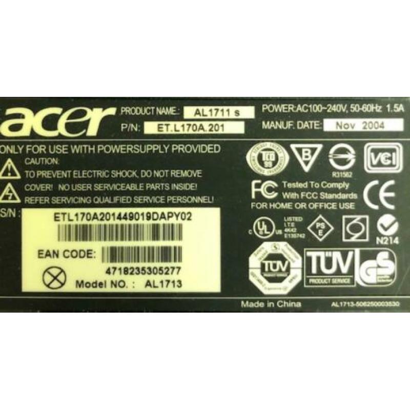 2x 17 Inch monitor (Acer & Neova) GRATIS ophalen
