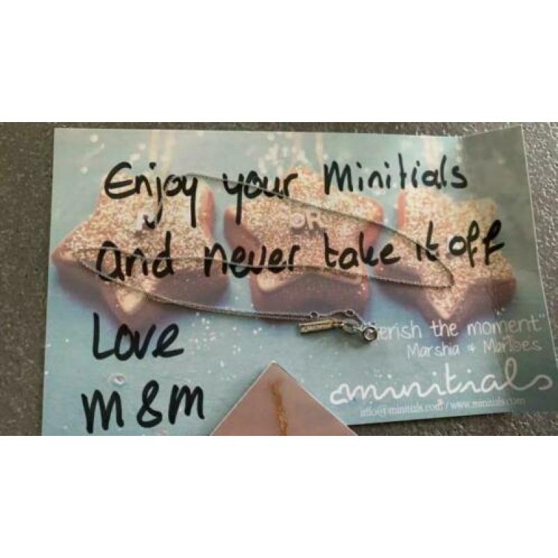 Minitials 18 karaat wit gouden ketting met 3 oogjes