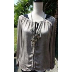 bruine vintage look top van Anne Parker mt S