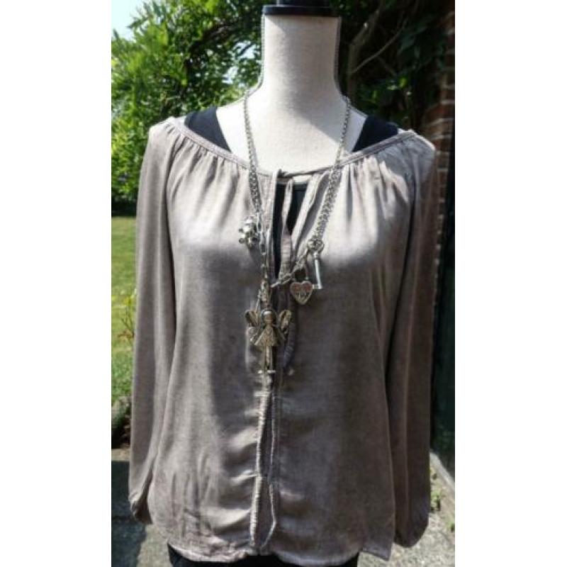bruine vintage look top van Anne Parker mt S