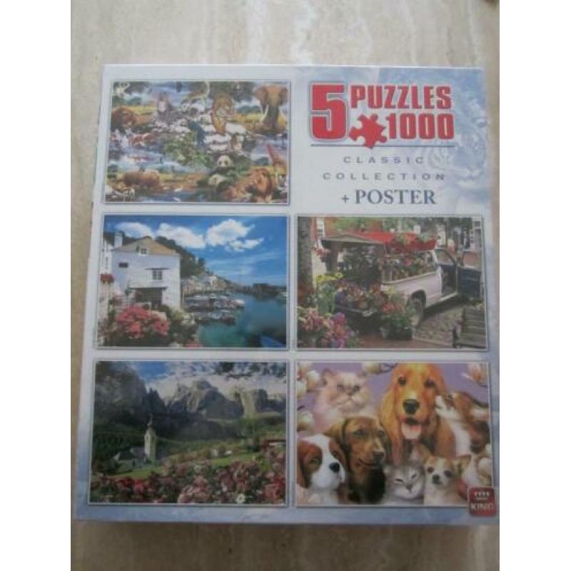 Doos met 5 puzzels / 5 puzzels in één doos