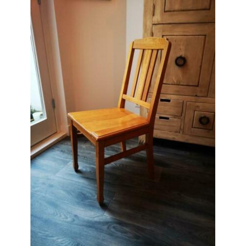 Set van 6 massief houten eetkamer stoelen