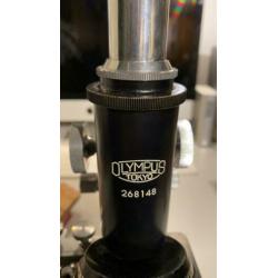 Olympus microscoop in houten kist
