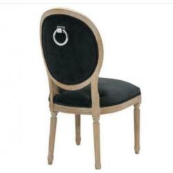 Eichholtz stoel Louis Philip, hout en zwart velvet, nieuw