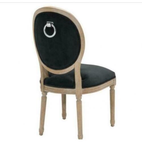 Eichholtz stoel Louis Philip, hout en zwart velvet, nieuw