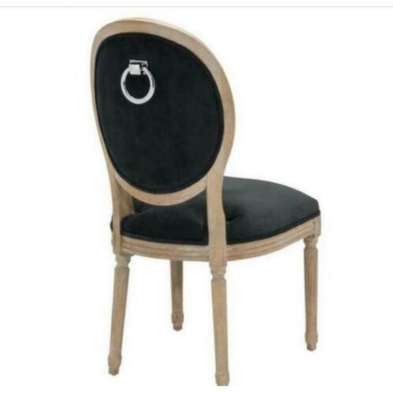 Eichholtz stoel Louis Philip, hout en zwart velvet, nieuw