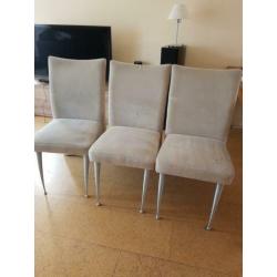 6 stevige eetkamerstoelen stof beige