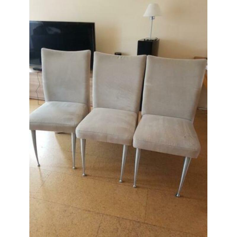 6 stevige eetkamerstoelen stof beige