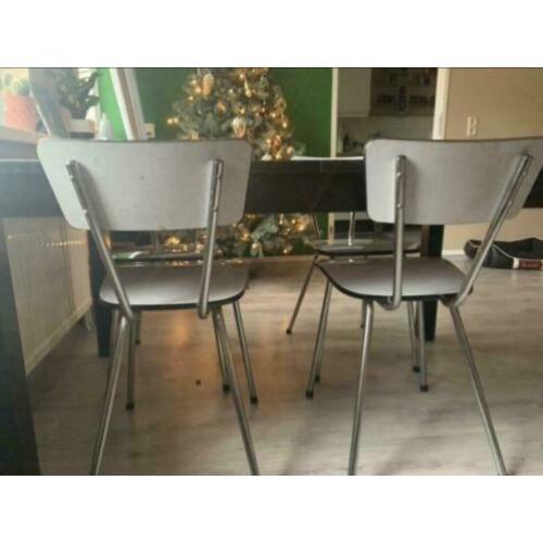 retro schoolstoelen vintage Deens design zwart wit 2 of 4 st