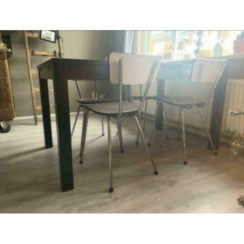 retro schoolstoelen vintage Deens design zwart wit 2 of 4 st