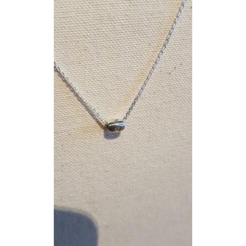 Zilveren zilver ketting collier met hanger zirkonia nieuw