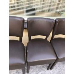 5 mooie donkerbruin eettafel stoelen