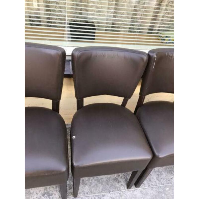 5 mooie donkerbruin eettafel stoelen