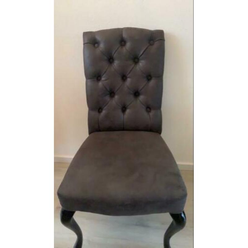 Mooie Brocante Eetkamerstoelen (Espresso)