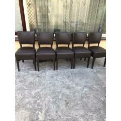 5 mooie donkerbruin eettafel stoelen
