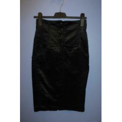 Blugirls Folies highwaist velours zwarte koker rok XS 30819