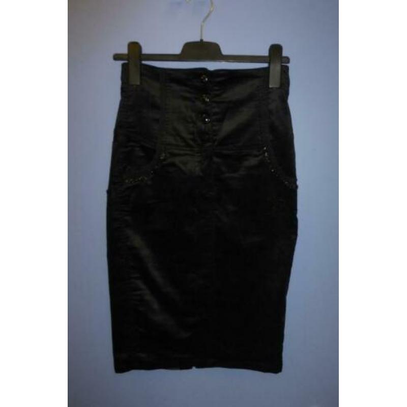 Blugirls Folies highwaist velours zwarte koker rok XS 30819