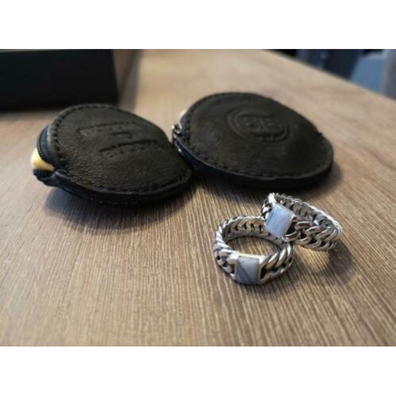 Buddha to Buddha ring Chain Stone Blue Lace maat 20, 925!!