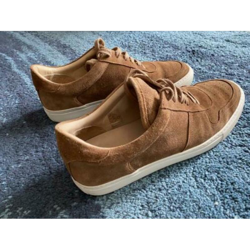 Luxe, stijlvolle kalfslederen sneakers, camelkleur, maat 43