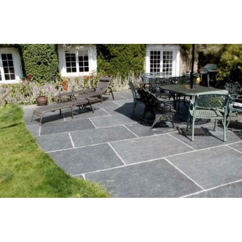 Mustang leisteen Black Slate tuintegels 100x100 cm