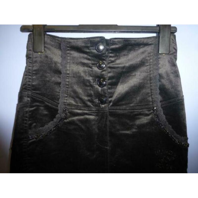 Blugirls Folies highwaist velours zwarte koker rok XS 30819