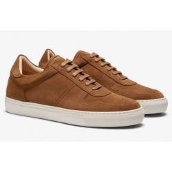 Luxe, stijlvolle kalfslederen sneakers, camelkleur, maat 43