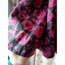 Rok petticoat Mexx maat M 40 bloemen rozen zwart roze paars