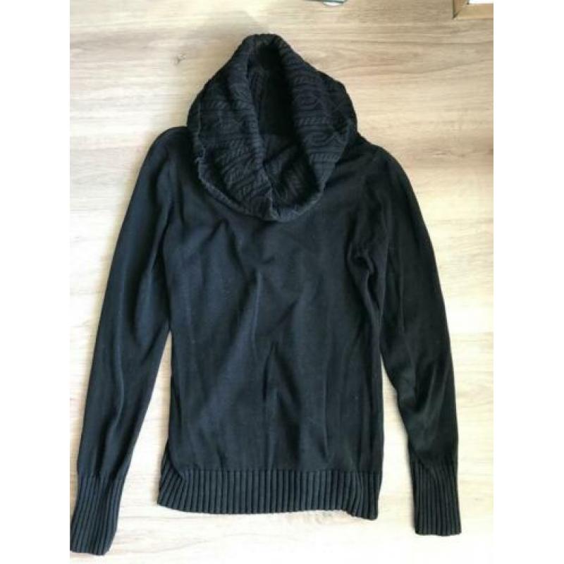 Zwarte Esprit trui pullover met mooie sjaalkraag maat S