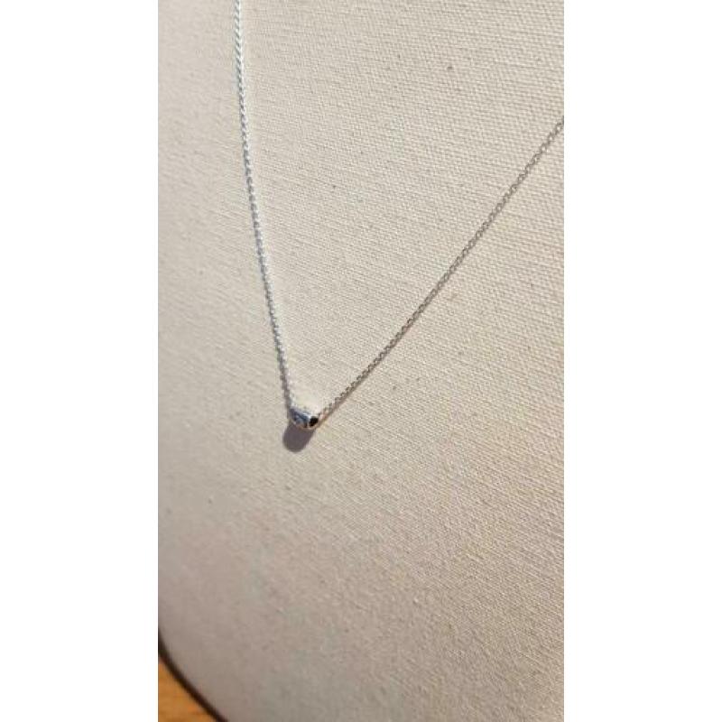 Zilveren zilver ketting collier met hanger zirkonia nieuw