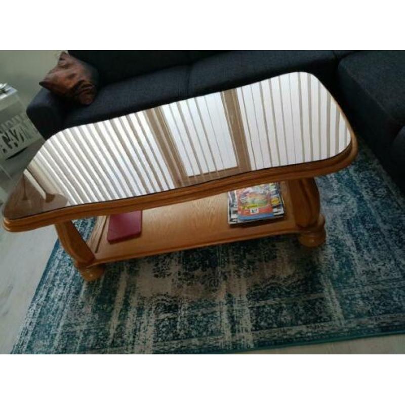 Salontafel Eikenhout met rookglas