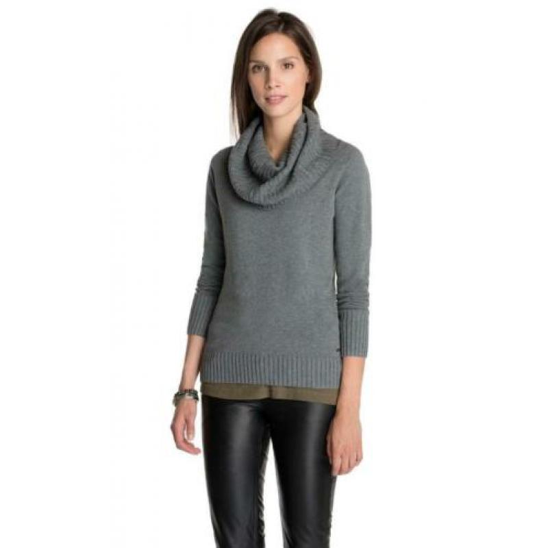 Zwarte Esprit trui pullover met mooie sjaalkraag maat S