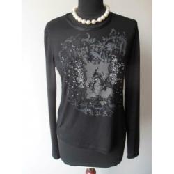 Luisa Cerano - prachtig zwart shirt lange mouw mt 38