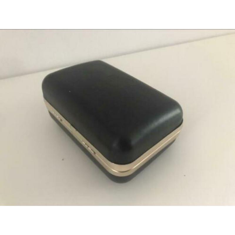 Black clutch bag with gold trim, 212 VIP by Carolina Herrera